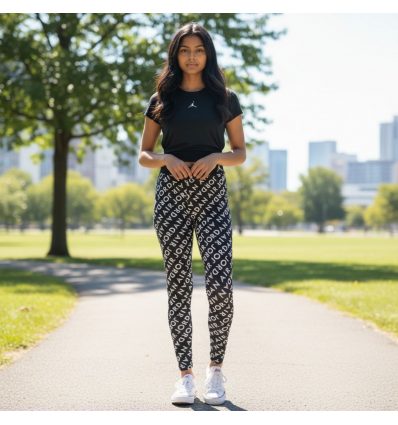 Женские Леггинсы Jordan Allover Print Leggings черные 